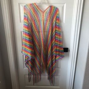 NWOT Rainbow Chevron Swimsuit Kimono